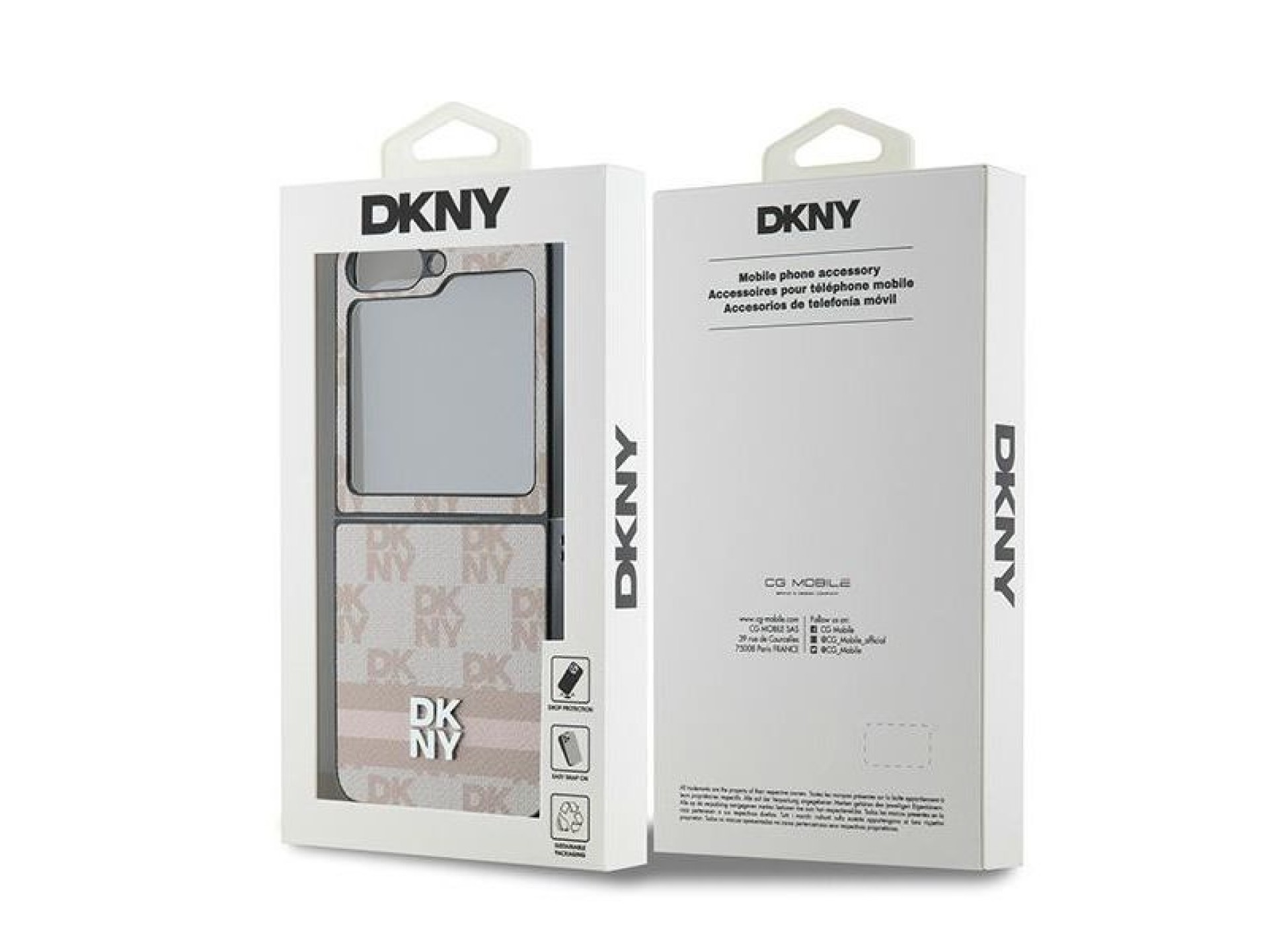 DKNY Checkered Pattern Printed Stripes Case for Samsung Galaxy Z Flip 6 - Pink
