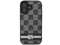 DKNY Checkered Pattern & Printed Stripes iPhone 16 Case - Black