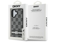 DKNY Checkered Pattern & Printed Stripes iPhone 16 Case - Black