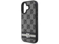 DKNY Checkered Pattern & Printed Stripes iPhone 16 Case - Black