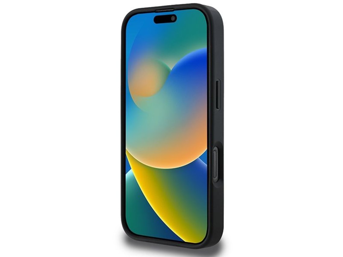 Capa DKNY com estampa xadrez e listras para iPhone 16 Pro - Preta