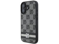 DKNY Checkered Pattern & Printed Stripes iPhone 16 Case - Black