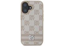 Funda para iPhone 16 de DKNY con estampado de cuadros y rayas estampadas - Rosa