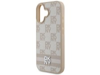 Funda para iPhone 16 de DKNY con estampado de cuadros y rayas estampadas - Rosa