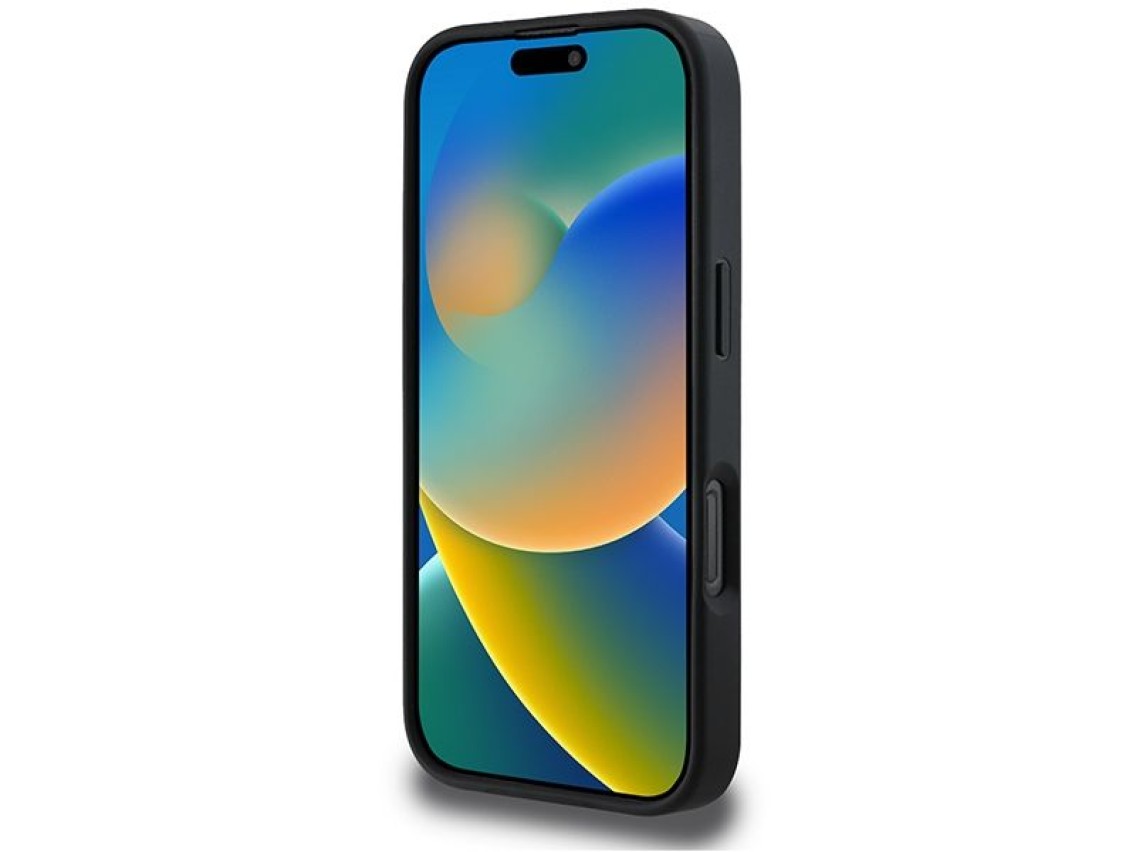 Capa DKNY com estampa xadrez e listras para iPhone 16 Pro Max - Preta