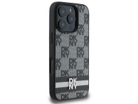 Capa DKNY com estampa xadrez e listras para iPhone 16 Pro Max - Preta