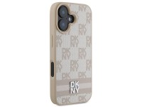 Funda para iPhone 16 de DKNY con estampado de cuadros y rayas estampadas - Rosa