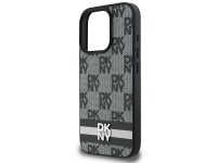 Capa DKNY com estampa xadrez e listras para iPhone 16 Pro - Preta Capa DKNY com estampa xadrez e listras para iPhone 16 Pro - Preta