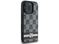 Capa DKNY com estampa xadrez e listras para iPhone 16 Pro - Preta Capa DKNY com estampa xadrez e listras para iPhone 16 Pro - Preta