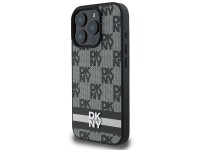 Capa DKNY com estampa xadrez e listras para iPhone 16 Pro - Preta Capa DKNY com estampa xadrez e listras para iPhone 16 Pro - Preta