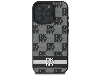 Capa DKNY com estampa xadrez e listras para iPhone 16 Pro - Preta Capa DKNY com estampa xadrez e listras para iPhone 16 Pro - Preta