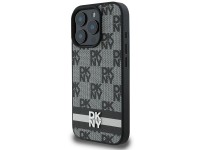 Capa DKNY com estampa xadrez e listras para iPhone 16 Pro Max - Preta