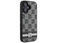 DKNY Checkered Pattern & Printed Stripes iPhone 16 Case - Black