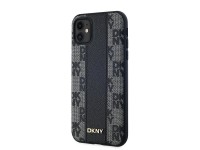 Funda MagSafe de piel DKNY con estampado a cuadros monocrom�tico para iPhone 11 / Xr - Negra