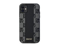 Capa DKNY em couro com estampa xadrez monocromática e MagSafe para iPhone 11/Xr - Preta Capa DKNY em couro com estampa xadrez monocromática e MagSafe para iPhone 11/Xr - Preta
