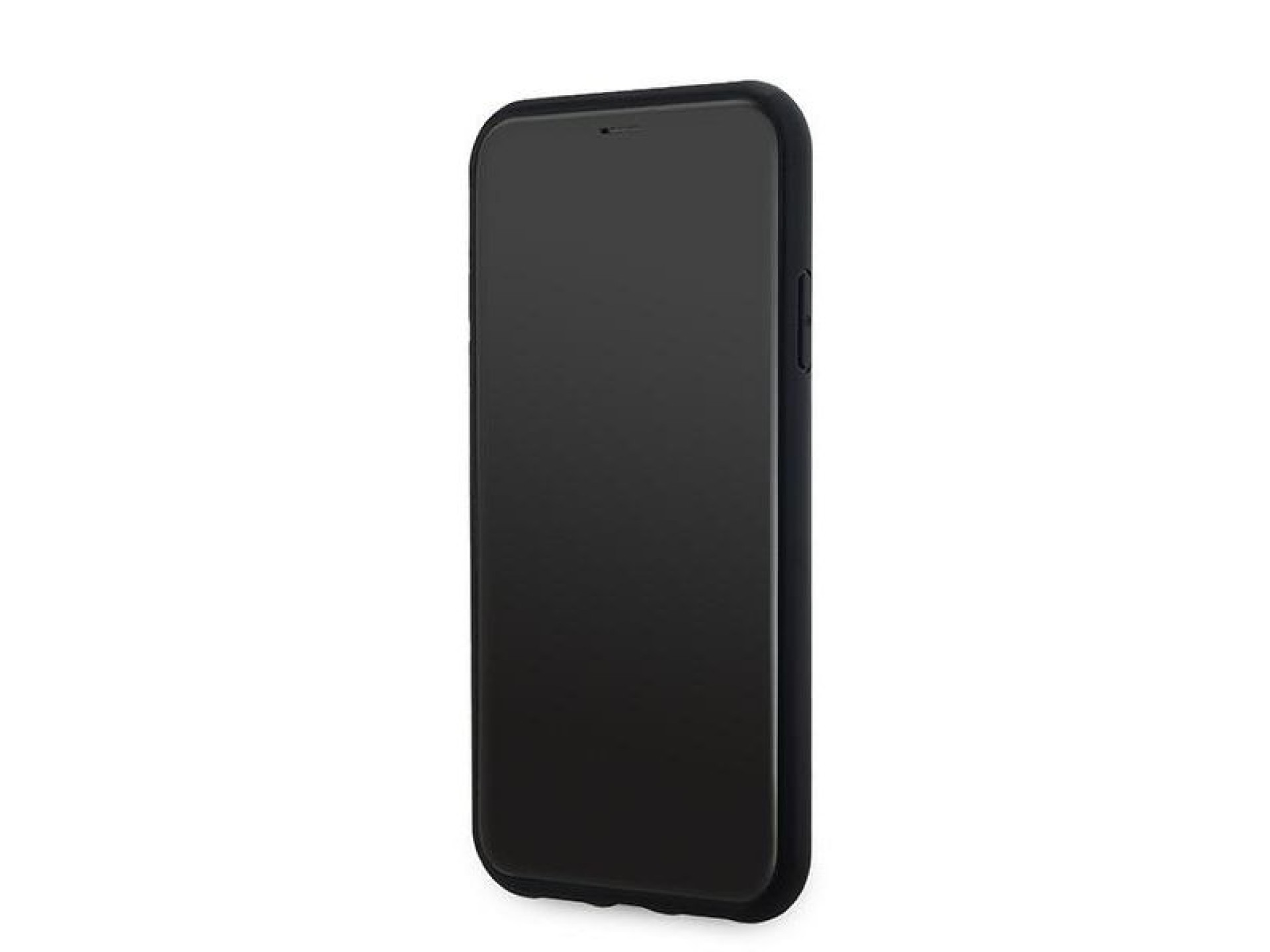 Funda MagSafe de piel DKNY con estampado a cuadros monocromático para iPhone 11 / Xr - Negra