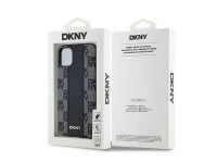 Funda MagSafe de piel DKNY con estampado a cuadros monocrom�tico para iPhone 11 / Xr - Negra
