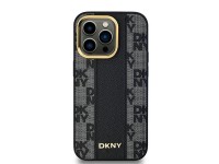 Funda MagSafe de piel DKNY con estampado a cuadros monocromático para iPhone 14 Pro - negra Funda MagSafe de piel DKNY con estampado a cuadros monocromático para iPhone 14 Pro - negra