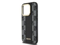Capa DKNY em couro com estampa xadrez monocromática e MagSafe para iPhone 15 Pro - preta Capa DKNY em couro com estampa xadrez monocromática e MagSafe para iPhone 15 Pro - preta