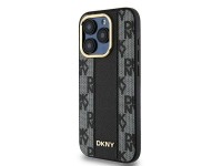 Capa DKNY em couro com estampa xadrez monocromática e MagSafe para iPhone 15 Pro - preta Capa DKNY em couro com estampa xadrez monocromática e MagSafe para iPhone 15 Pro - preta