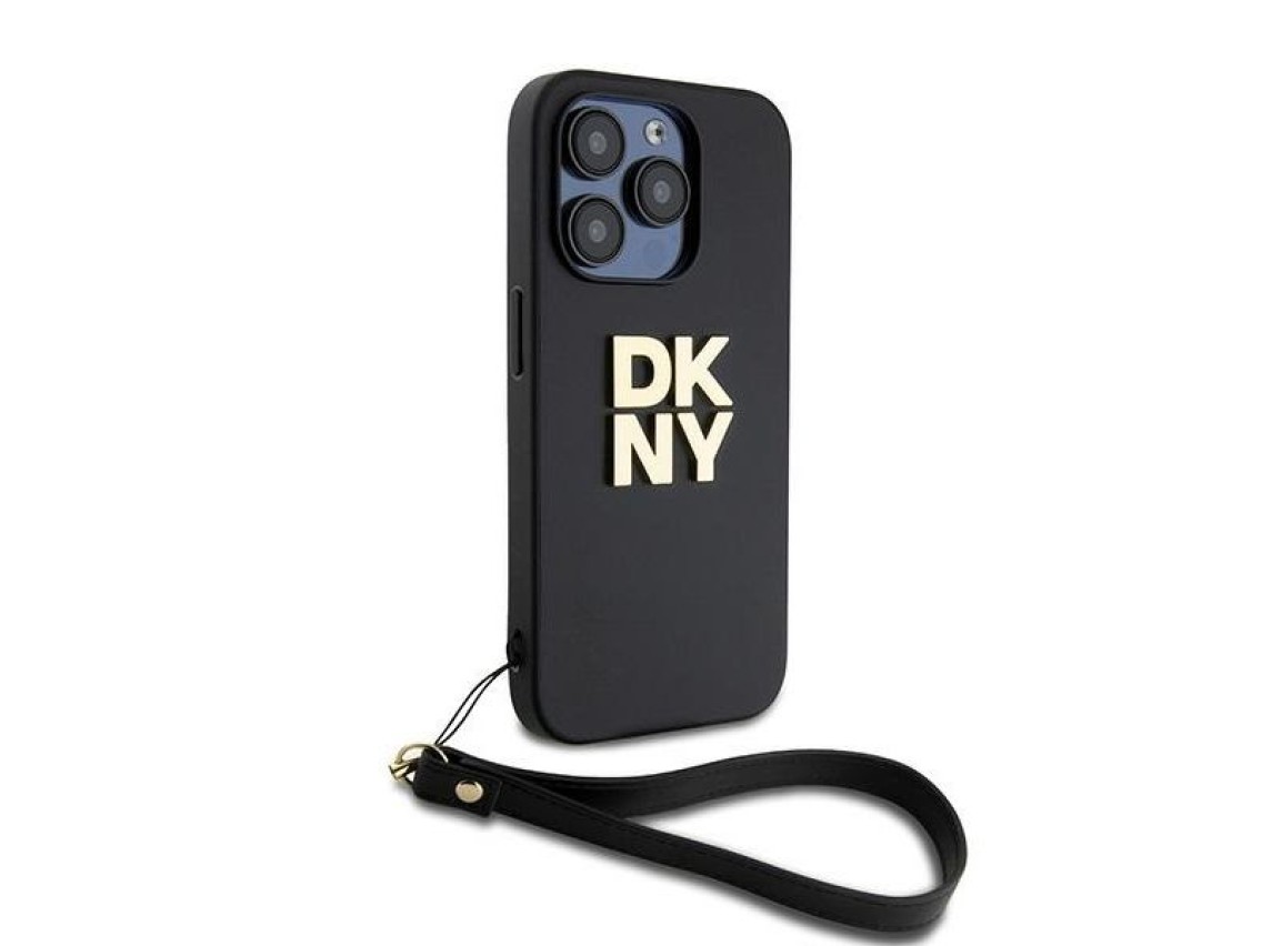 DKNY Wrist Strap Stock Logo case for iPhone 15 Pro - black