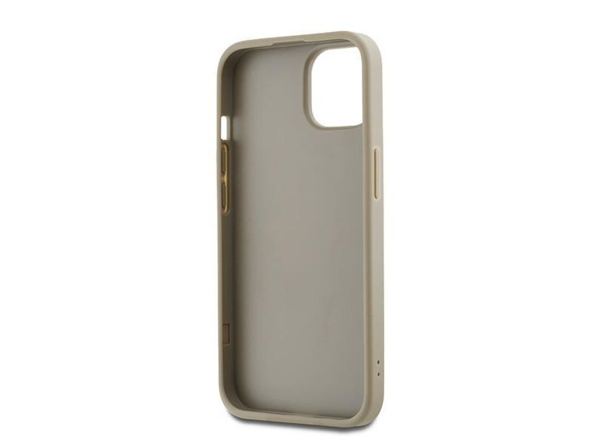 Funda con correa de muñeca DKNY con logo para iPhone 15 Plus - beige