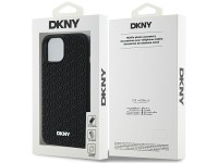 Funda DKNY de goma 3D con estampado repetitivo para iPhone 15/14/13 - negra