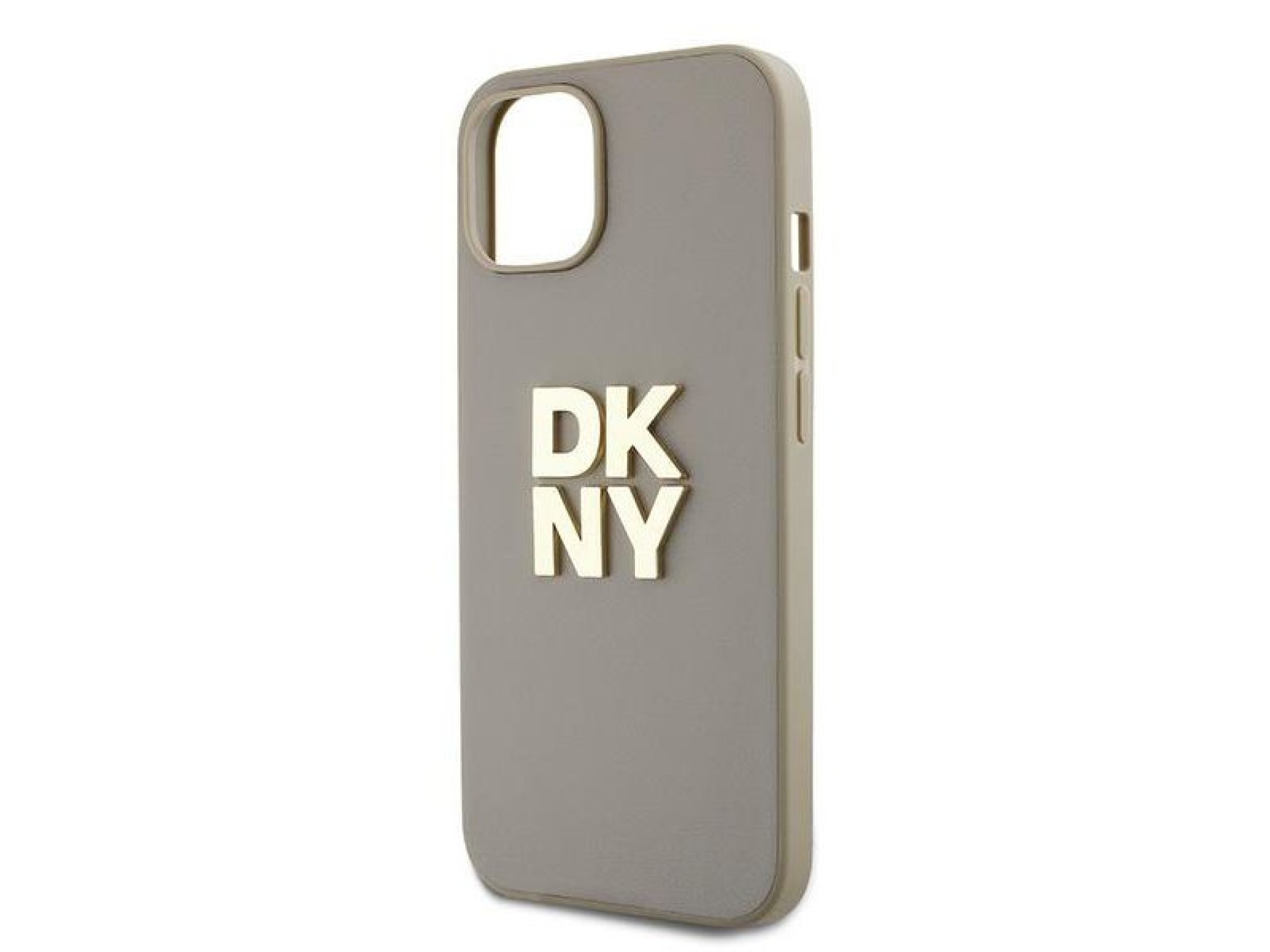 Funda con correa de muñeca DKNY con logo para iPhone 15 Plus - beige
