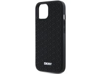 Funda DKNY de goma 3D con estampado repetitivo para iPhone 15/14/13 - negra