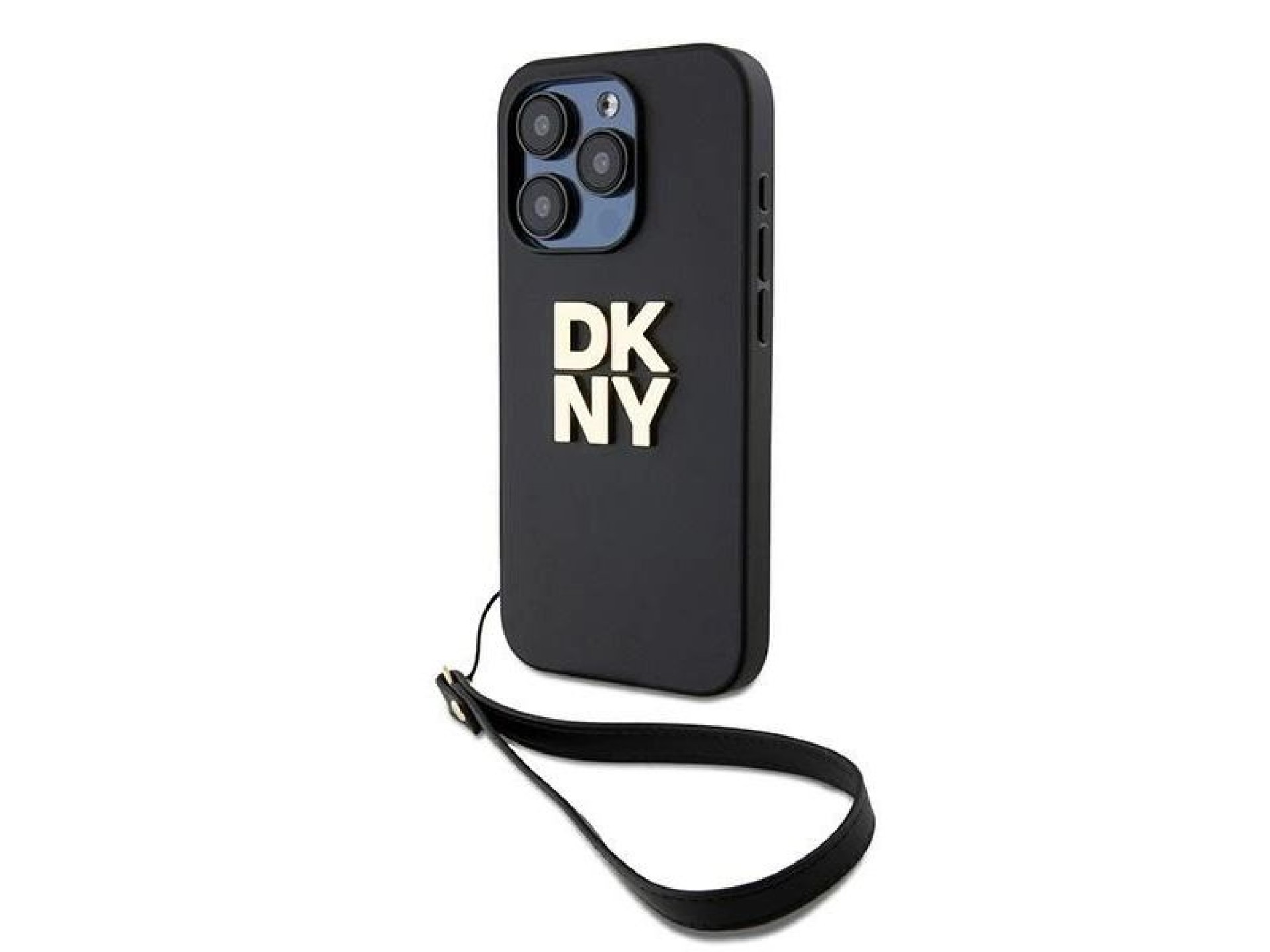 DKNY Wrist Strap Stock Logo case for iPhone 15 Pro - black