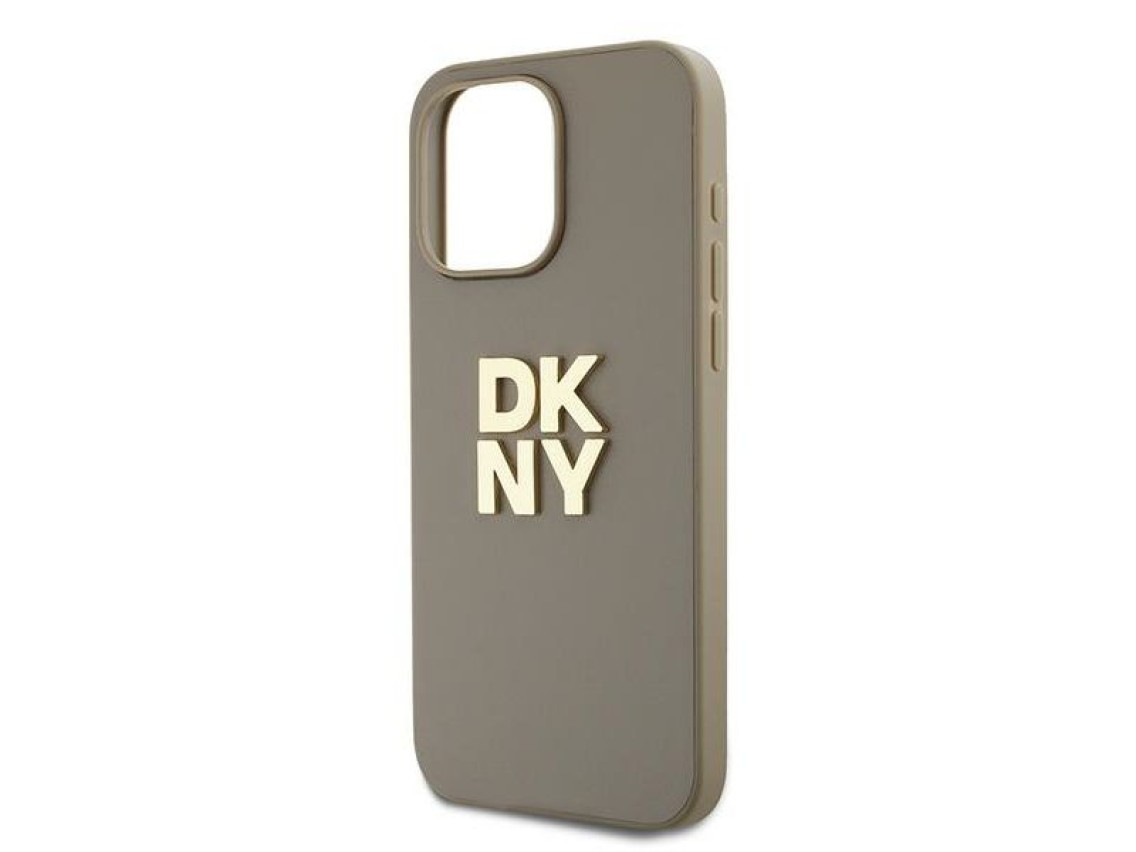 DKNY Wrist Strap Stock Logo case for iPhone 15 Pro - beige