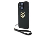 Funda con correa de muñeca DKNY con logo para iPhone 15 Pro Max - negra Funda con correa de muñeca DKNY con logo para iPhone 15 Pro Max - negra