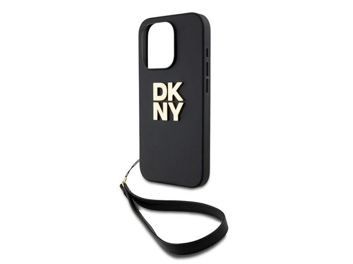 DKNY Wrist Strap Stock Logo case for iPhone 15 Pro - black