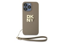 Funda con correa de muñeca DKNY con logo para iPhone 15 Pro - beige Funda con correa de muñeca DKNY con logo para iPhone 15 Pro - beige