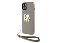 Funda con correa de muñeca DKNY con logo para iPhone 15 Plus - beige Funda con correa de muñeca DKNY con logo para iPhone 15 Plus - beige