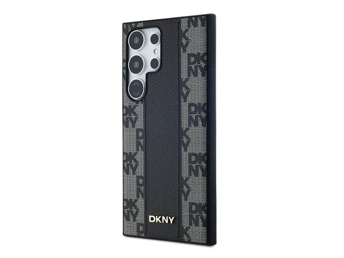 Capa DKNY em couro com estampa xadrez monocromática e MagSafe para Samsung Galaxy S24 Ultra - Preta