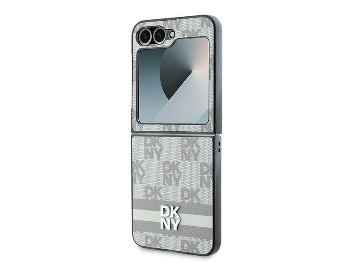 Funda DKNY con estampado de cuadros y rayas para Samsung Galaxy Z Flip 6 - Beige