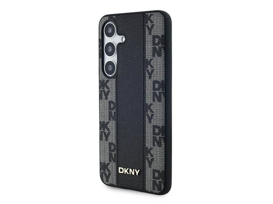 DKNY Leather Checkered Mono Pattern MagSafe case for Samsung Galaxy S24+ - black