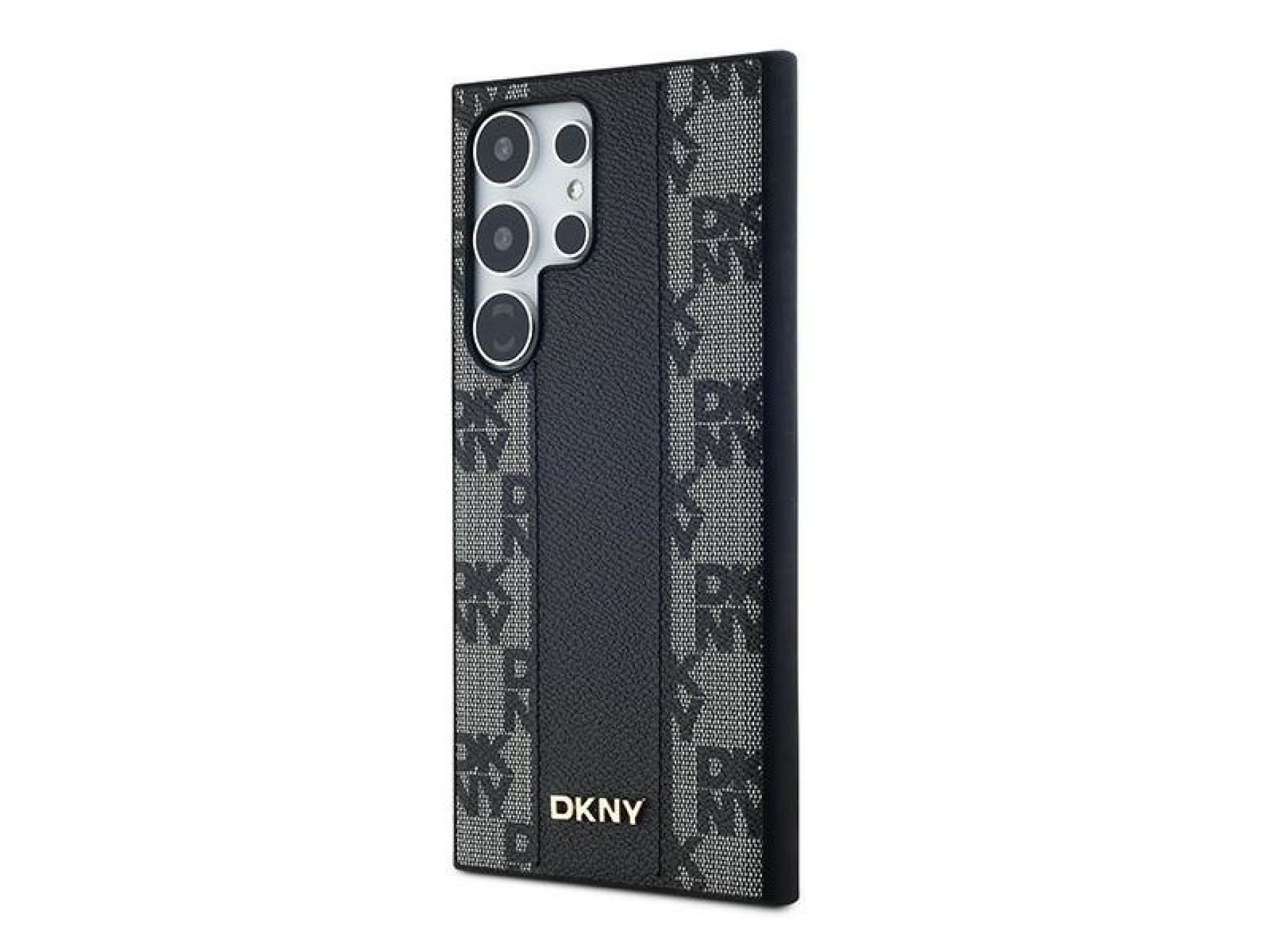 Capa DKNY em couro com estampa xadrez monocromática e MagSafe para Samsung Galaxy S24 Ultra - Preta