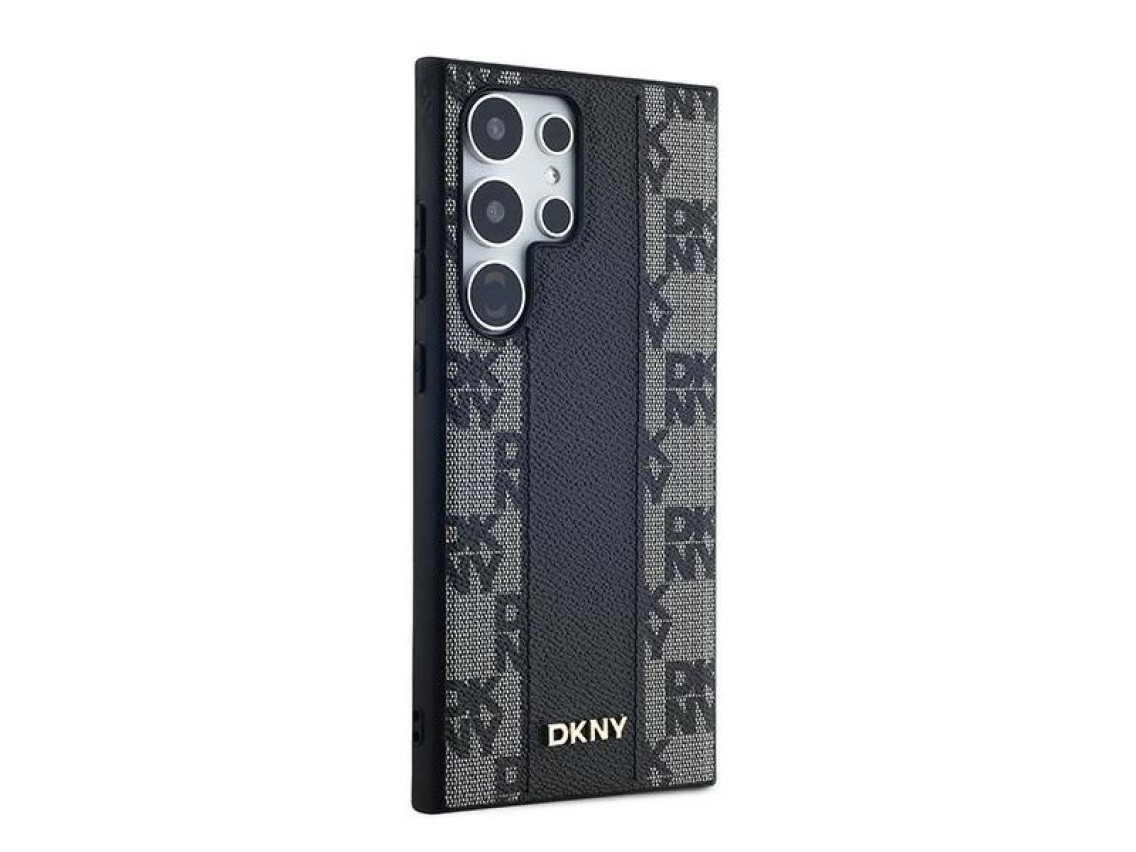 Capa DKNY em couro com estampa xadrez monocromática e MagSafe para Samsung Galaxy S24 Ultra - Preta