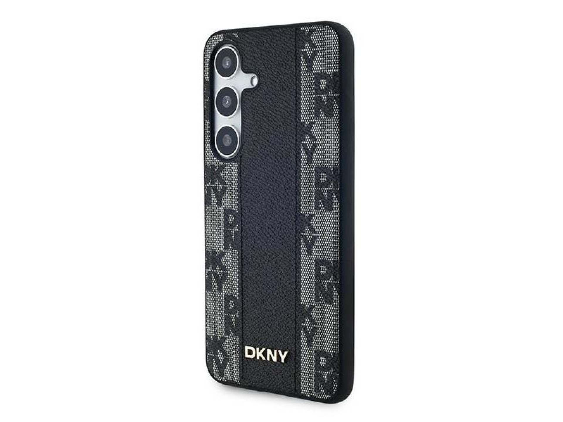 DKNY Leather Checkered Mono Pattern MagSafe case for Samsung Galaxy S24 - black