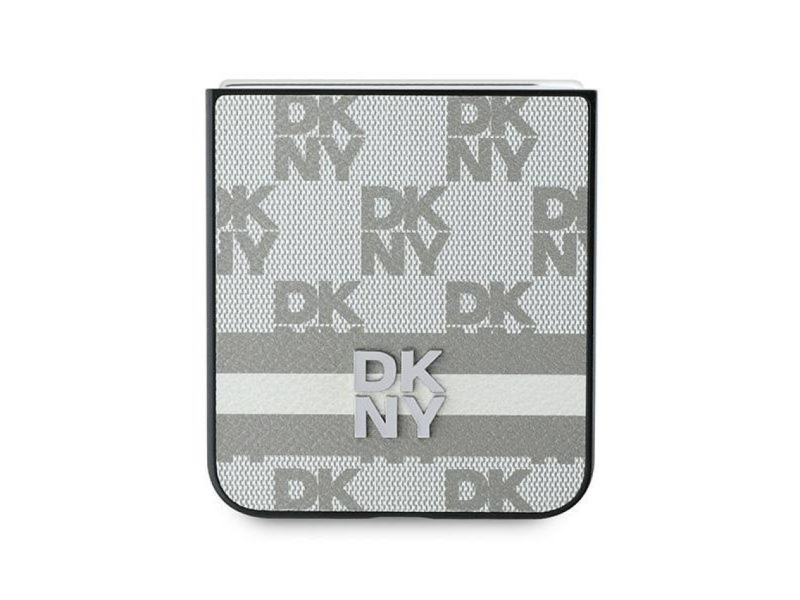 Funda DKNY con estampado de cuadros y rayas para Samsung Galaxy Z Flip 6 - Beige