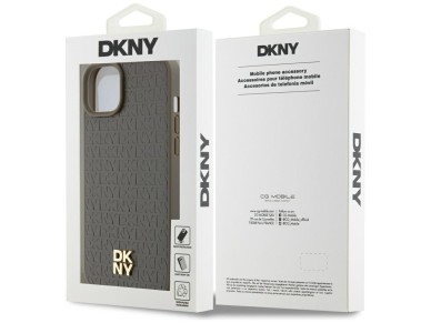 DKNY Leather Pattern Metal Logo MagSafe case for iPhone 15 / 14 / 13 - brown DKNY Leather Pattern Metal Logo MagSafe case for iPhone 15 / 14 / 13 - brown