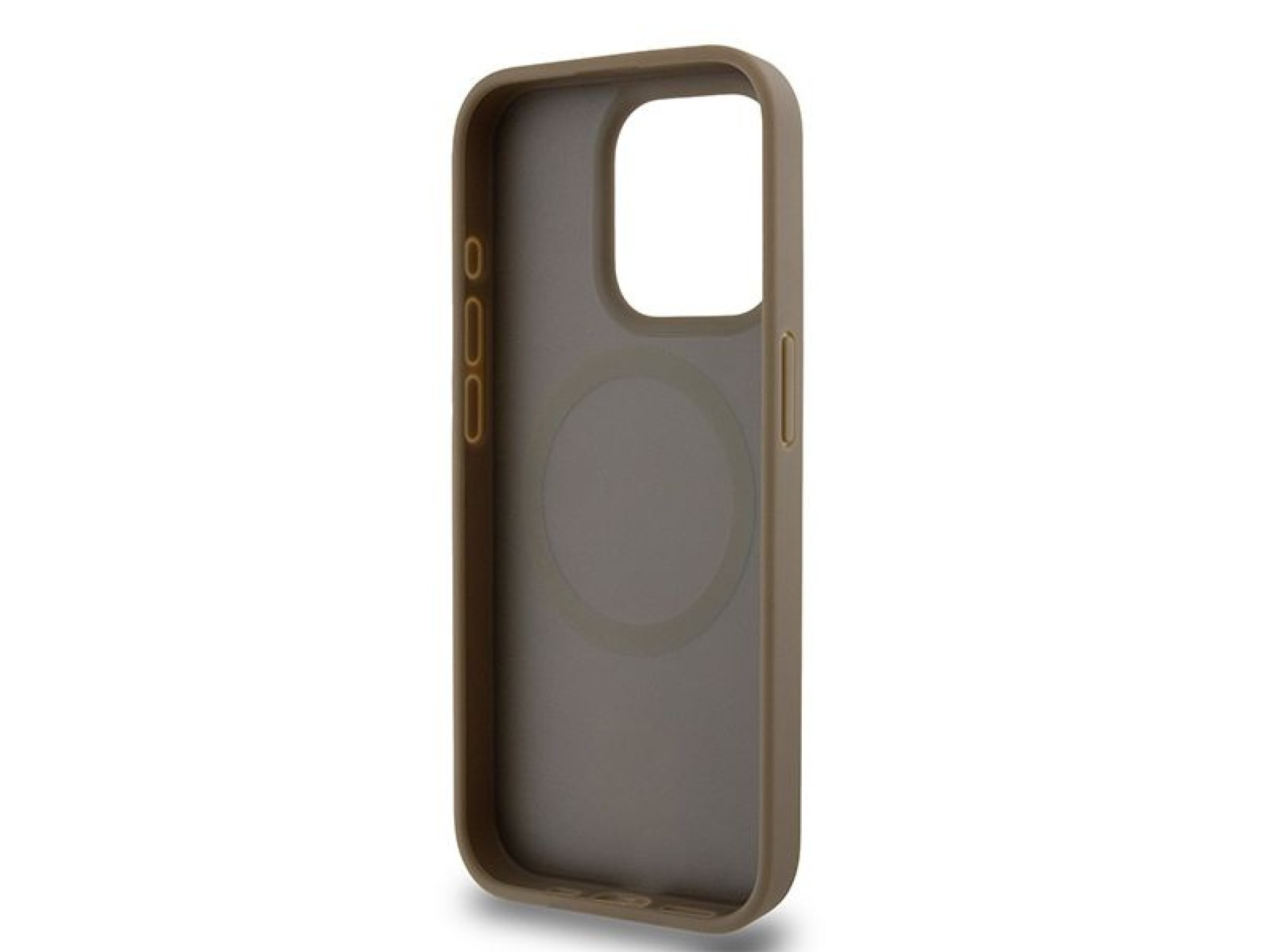 DKNY Leather Pattern Metal Logo MagSafe Case for iPhone 15 Pro Max - Brown