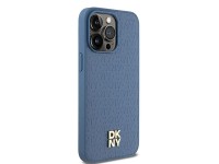DKNY Leather Monogram Pattern Metal Logo MagSafe Case for iPhone 15 Pro Max - Blue DKNY Leather Monogram Pattern Metal Logo MagSafe Case for iPhone 15 Pro Max - Blue