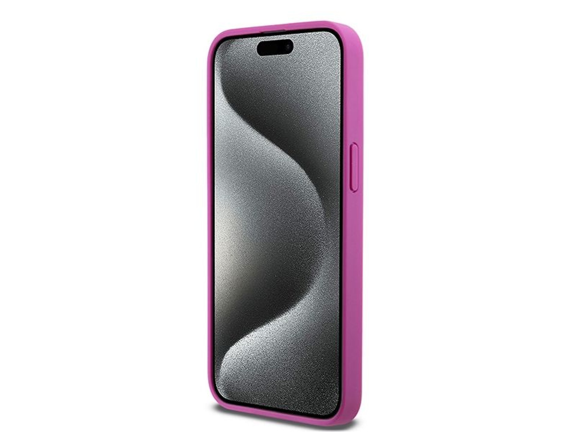 DKNY Leather Monogram Pattern Metal Logo MagSafe Case for iPhone 15 Pro Max - Pink
