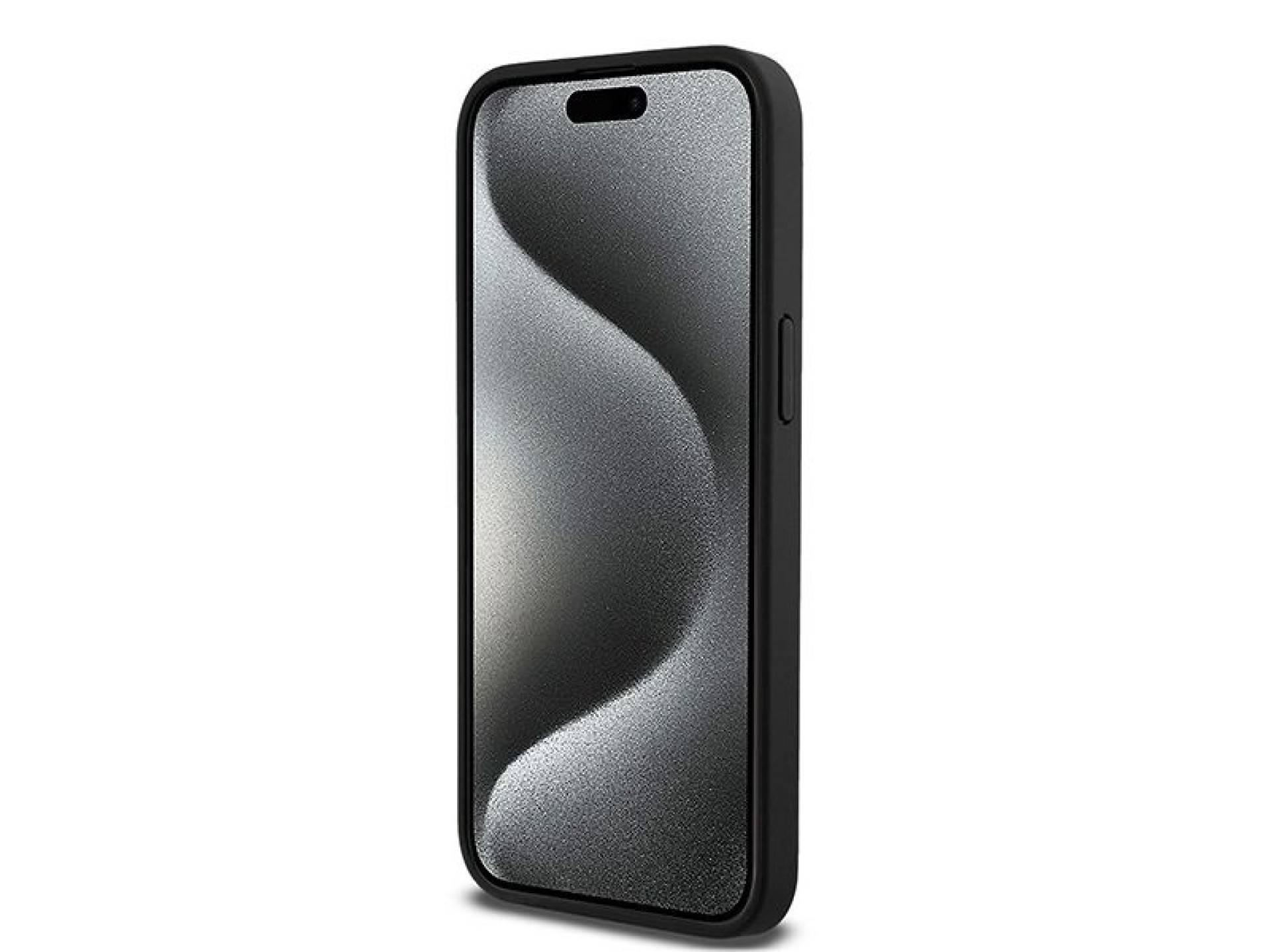 DKNY Leather Monogram Pattern Metal Logo MagSafe Case for iPhone 15 Pro Max - Black