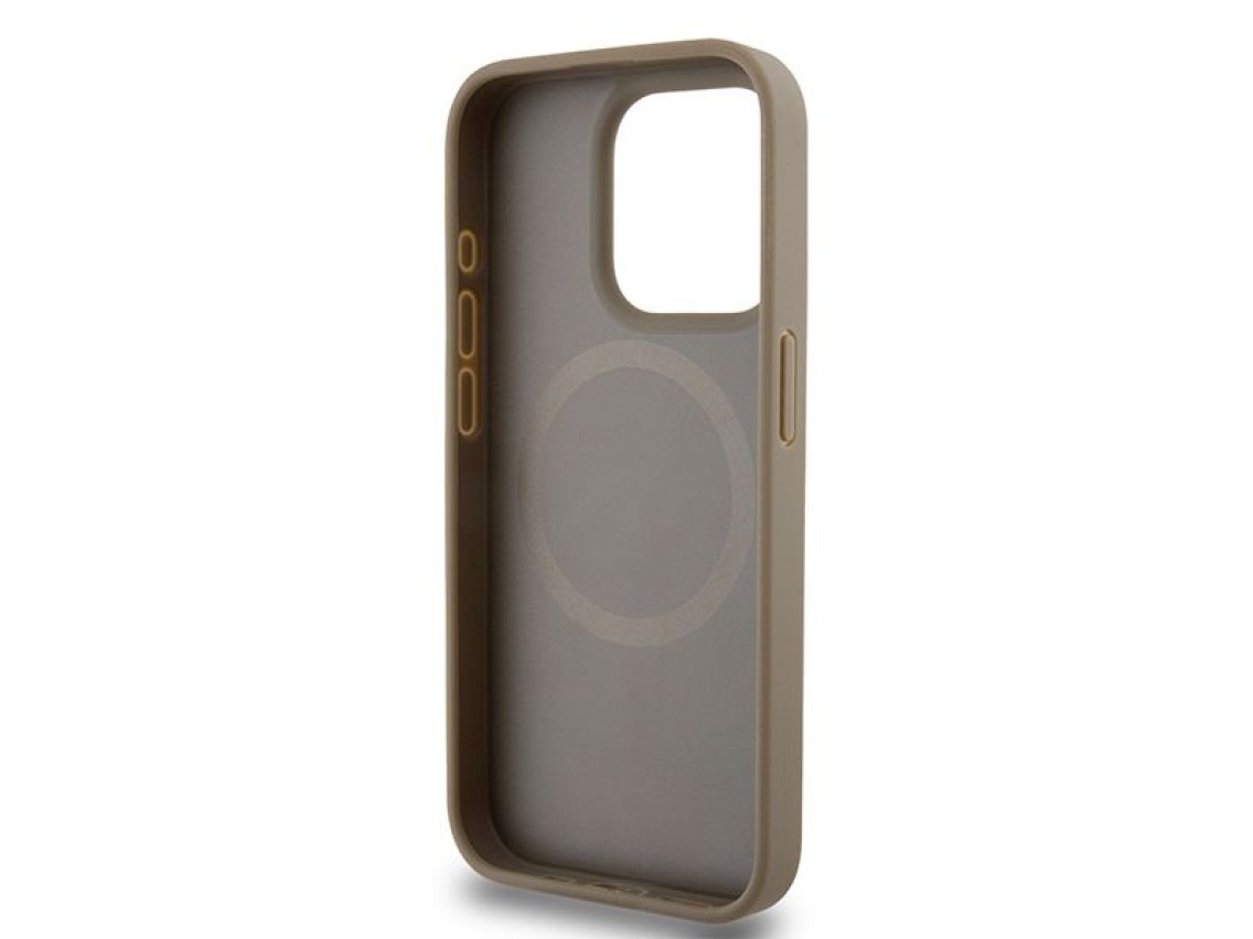 DKNY Leather Printed Pattern Metal Logo MagSafe Case for iPhone 15 Pro Max - Brown