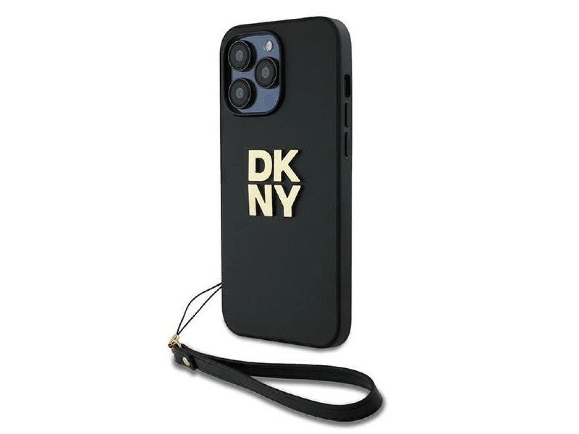 Funda con correa de muñeca DKNY con logo para iPhone 14 Pro - negra