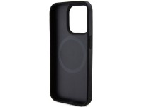 DKNY Leather Printed Pattern Metal Logo MagSafe Case for iPhone 15 Pro Max - Black
